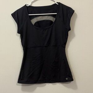 Lululemon Cap Sleeve Square Neck Mesh Women's Black Athletic Top Small